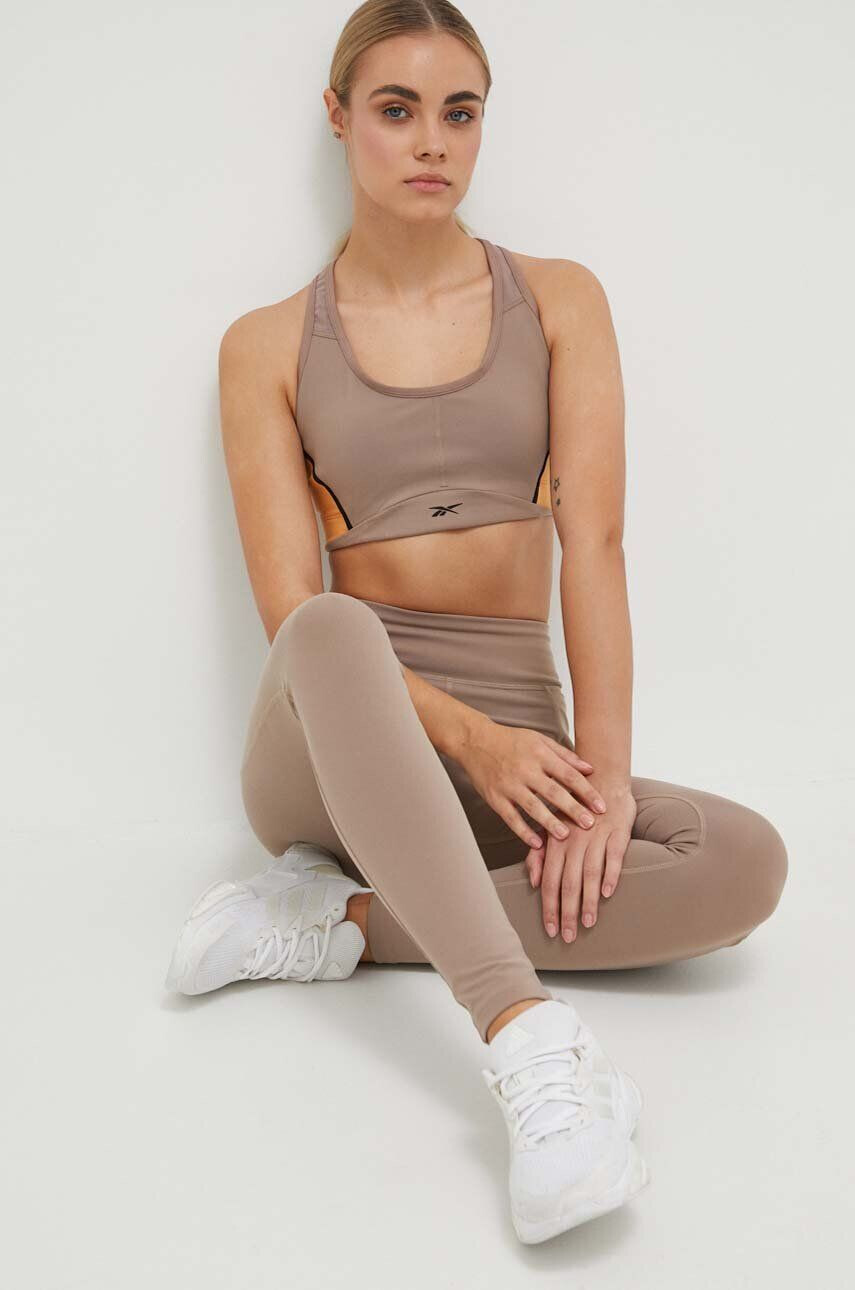 Reebok leggins de antrenament Lux culoarea bej neted - Pled.ro