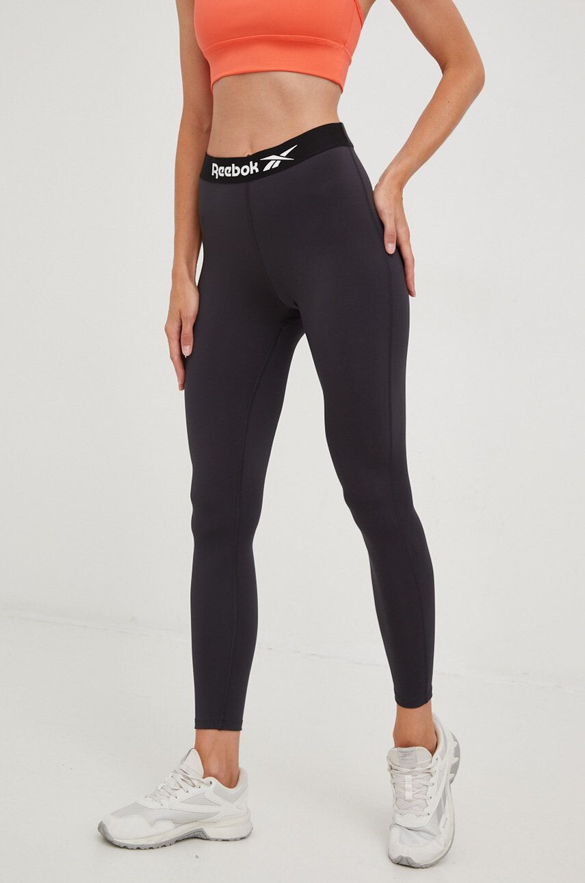 Reebok leggins de antrenament Workout Ready Commercial femei culoarea negru neted - Pled.ro