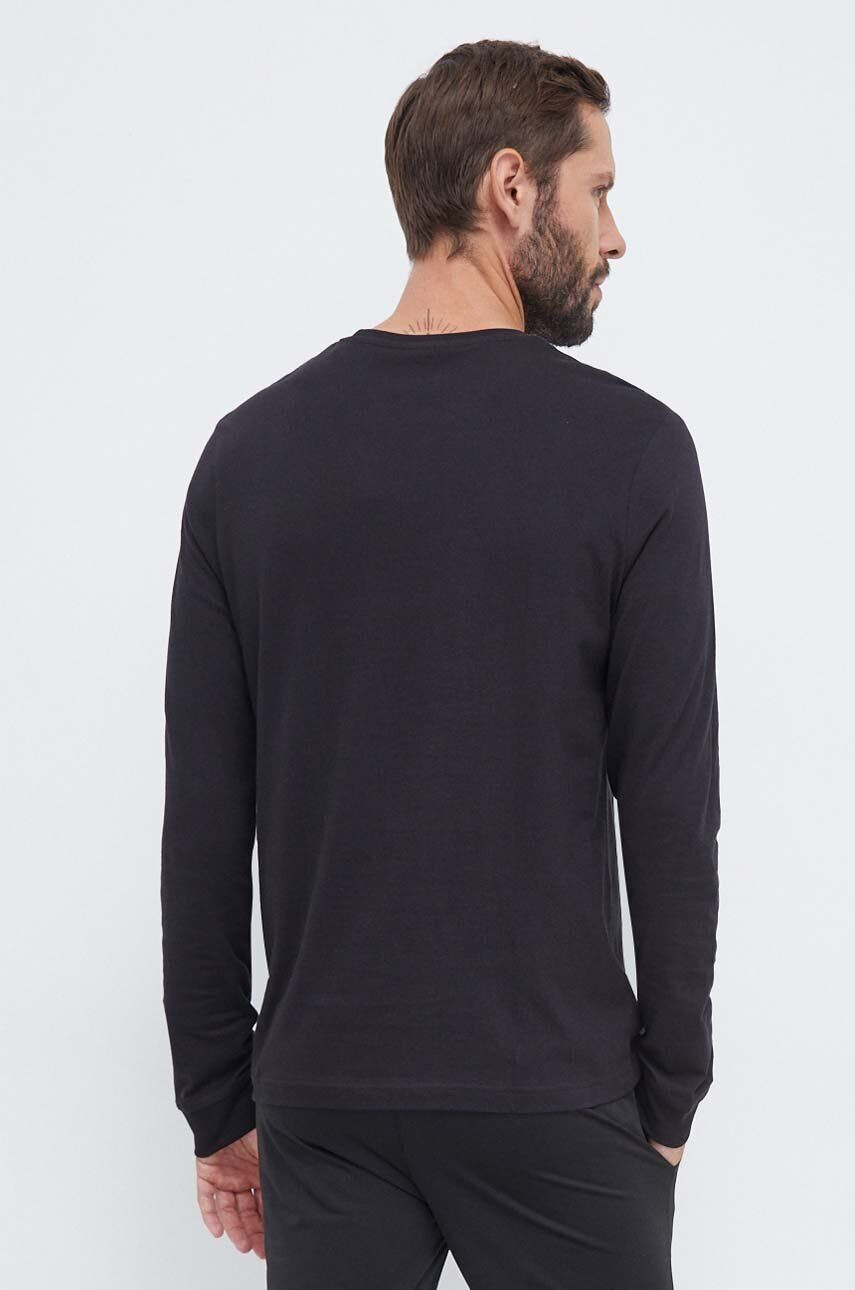 Reebok longsleeve din bumbac culoarea negru neted - Pled.ro