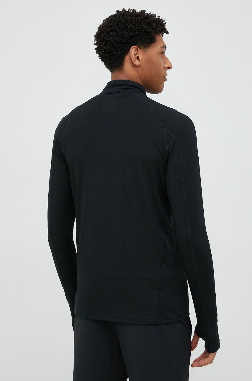 Reebok longsleeve pentru alergare Quarter-zip culoarea negru neted - Pled.ro