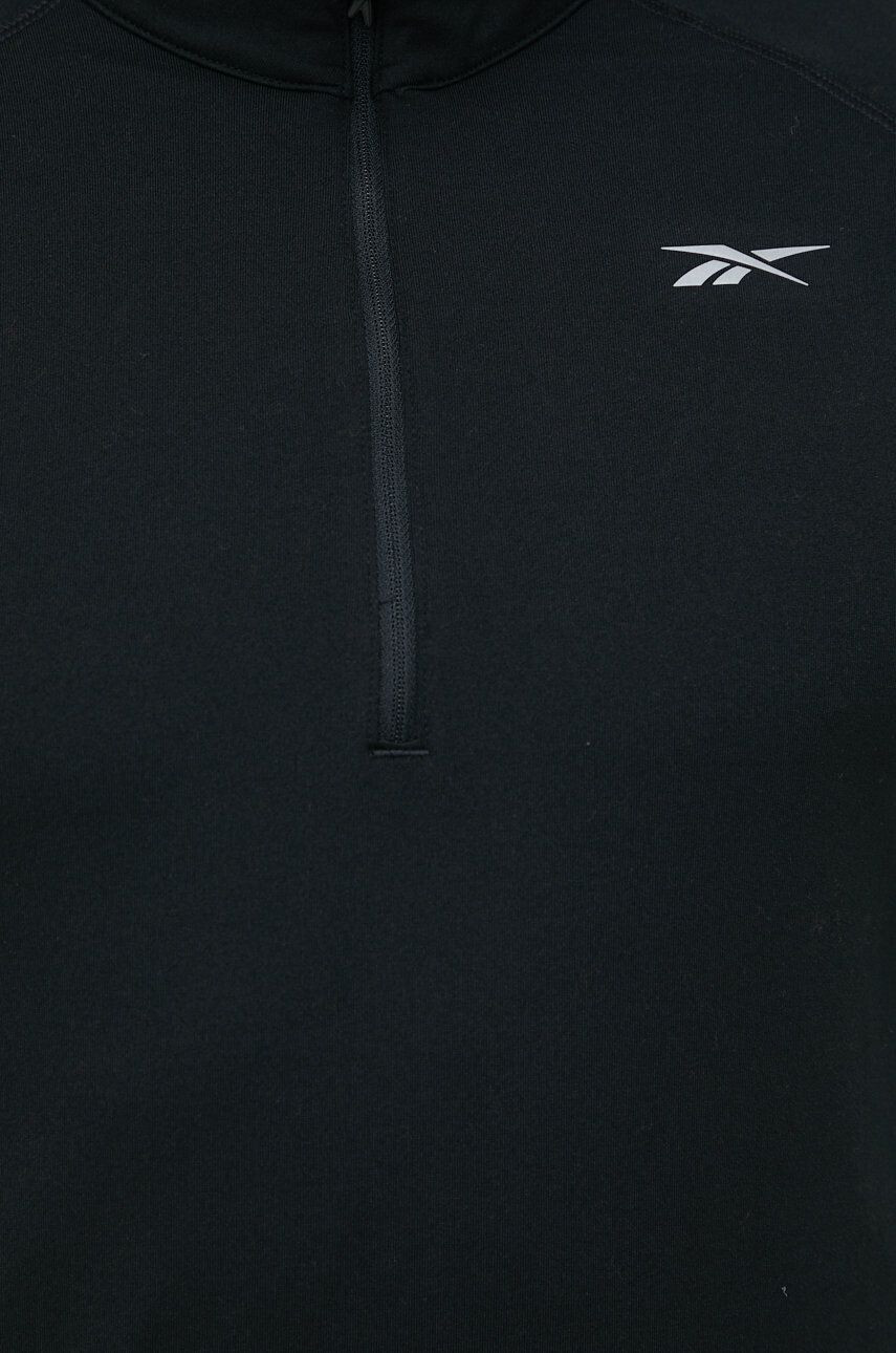 Reebok longsleeve pentru alergare Quarter-zip culoarea negru neted - Pled.ro