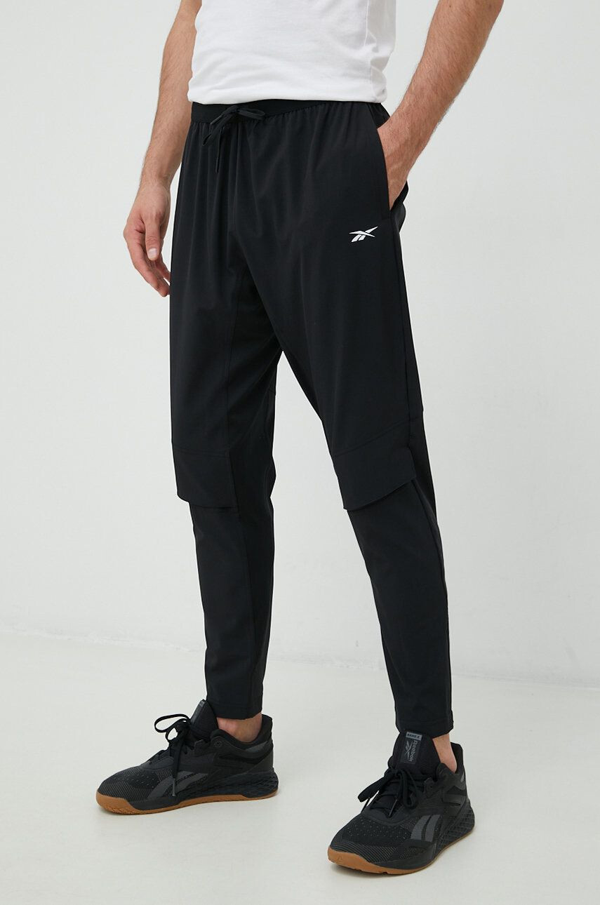 Reebok pantaloni de antrenament United By Fitness barbati culoarea negru neted - Pled.ro