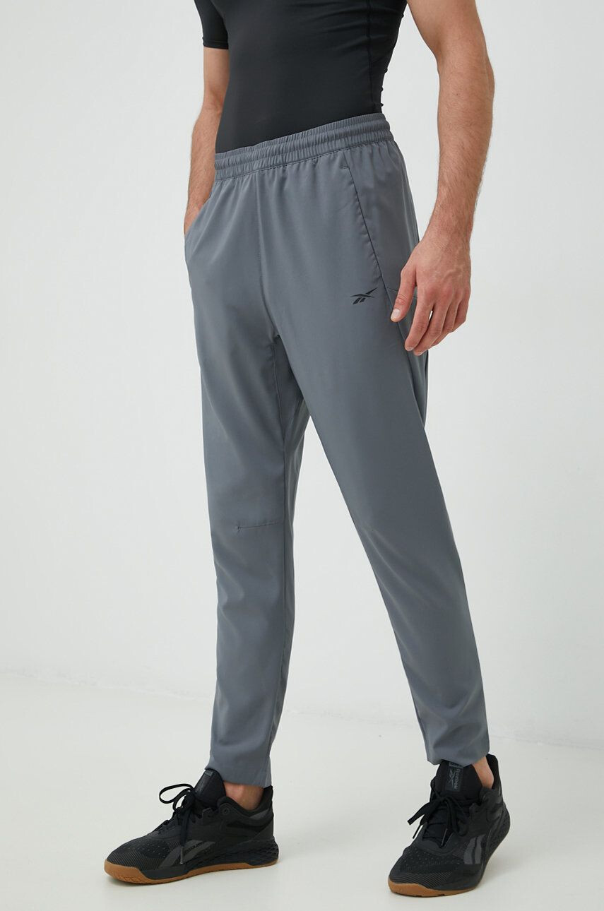 Reebok pantaloni de antrenament Workout Ready barbati culoarea gri neted - Pled.ro