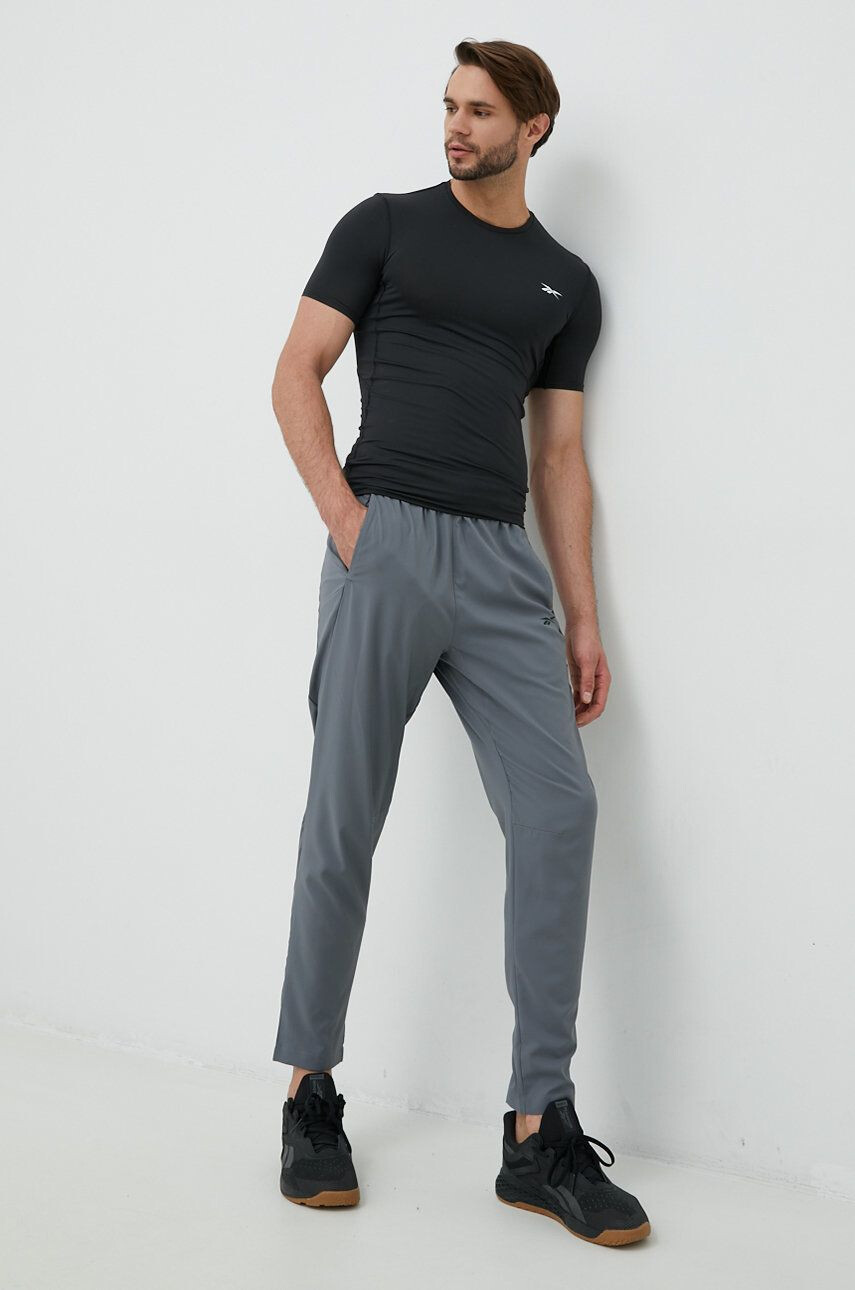 Reebok pantaloni de antrenament Workout Ready barbati culoarea gri neted - Pled.ro