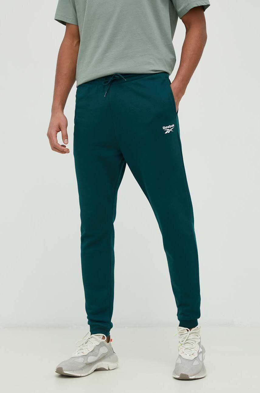 Reebok pantaloni de trening culoarea verde neted - Pled.ro