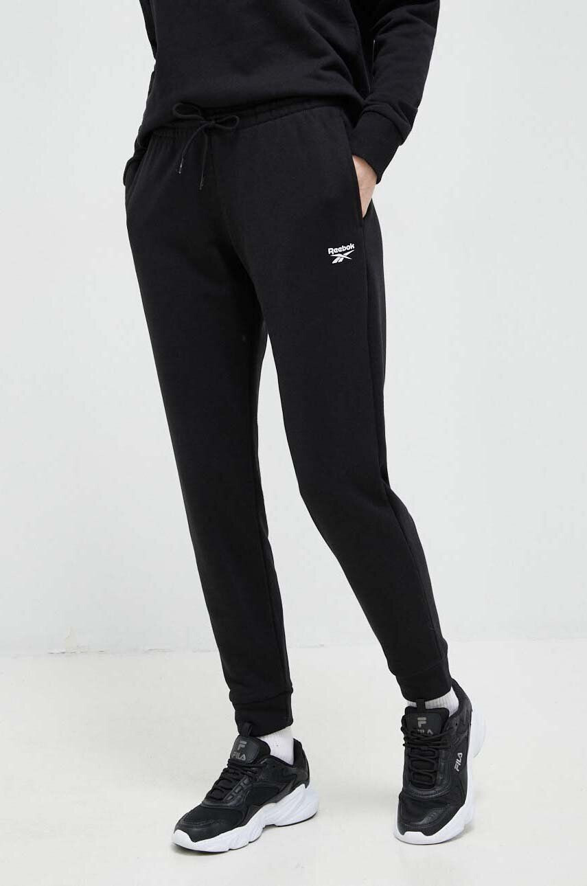 Reebok pantaloni de trening culoarea negru neted - Pled.ro