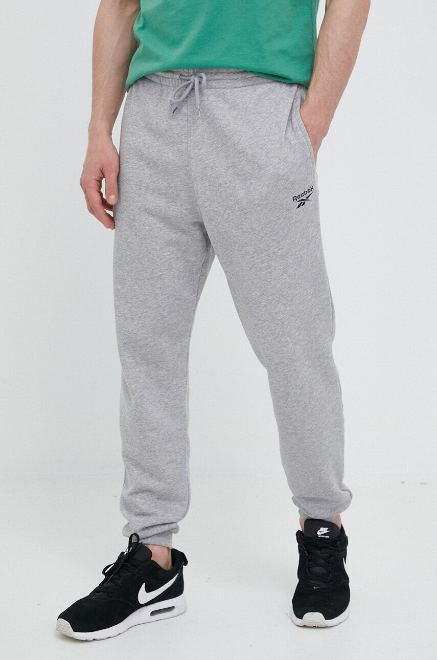 Reebok pantaloni de trening culoarea gri melanj - Pled.ro