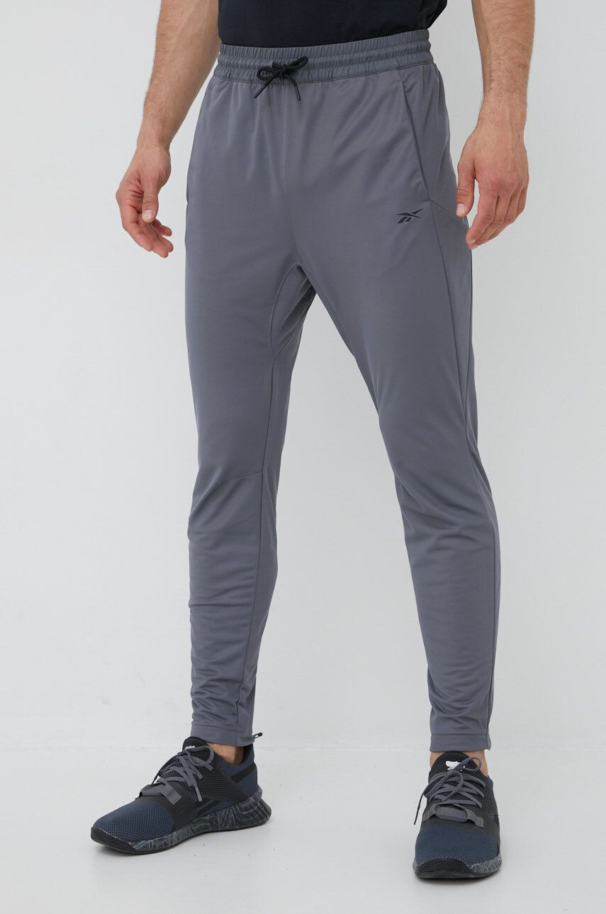 Reebok pantaloni de trening Workout Ready GJ0838 barbati culoarea gri neted - Pled.ro