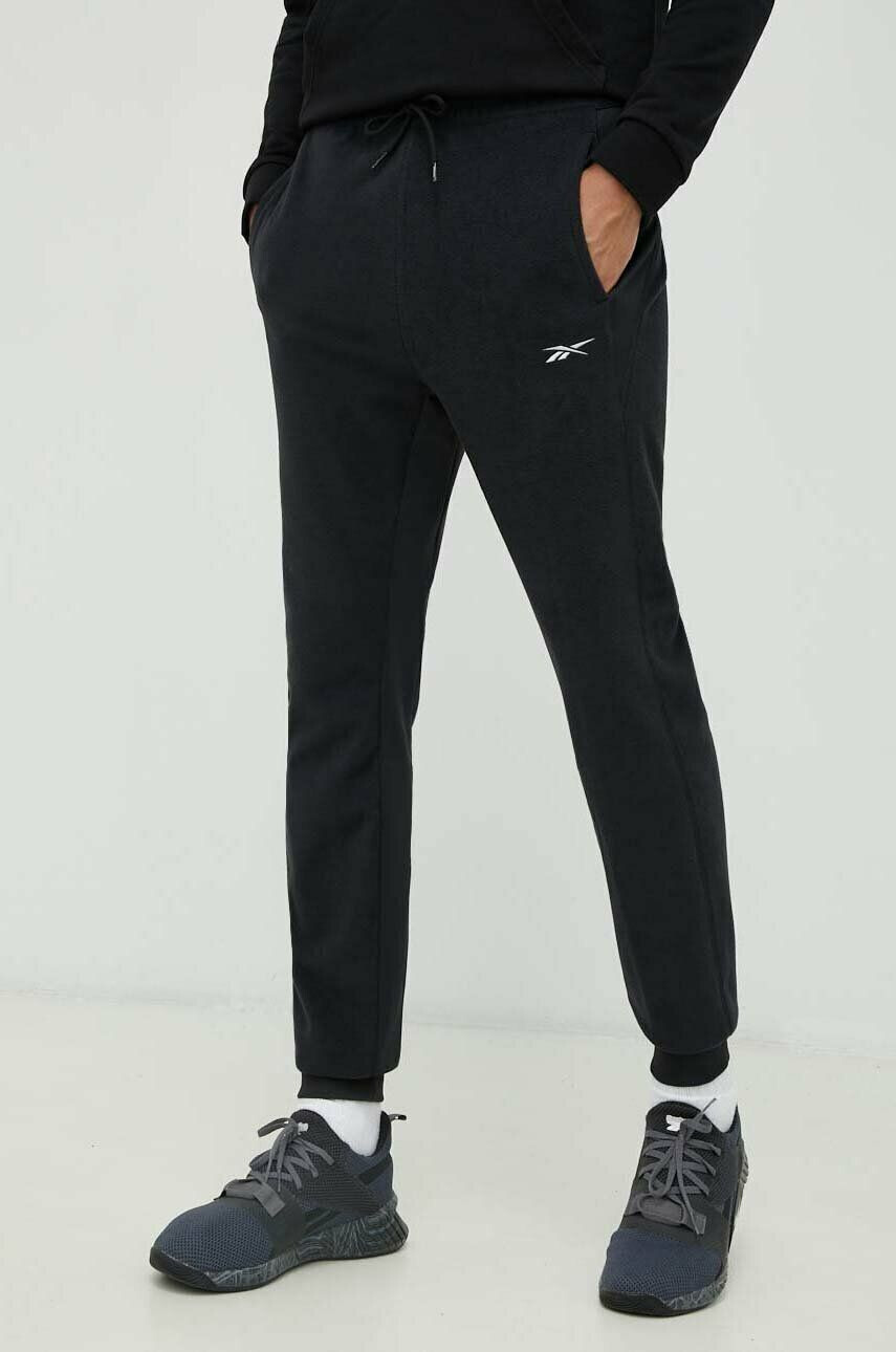 Reebok pantaloni de trening Workout Ready Thermowarm culoarea negru neted - Pled.ro