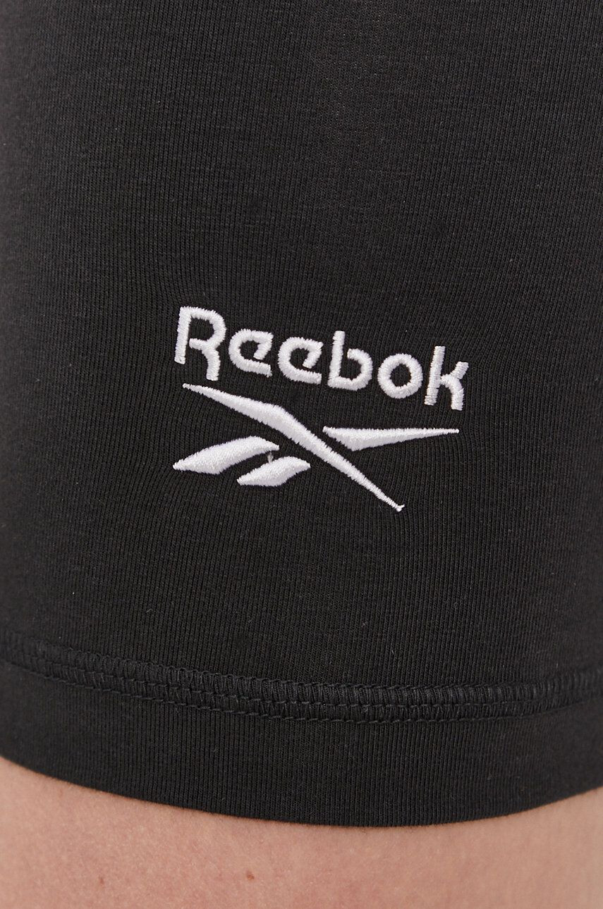 Reebok Pantaloni scurți GL4694 femei culoarea negru cu imprimeu medium waist - Pled.ro