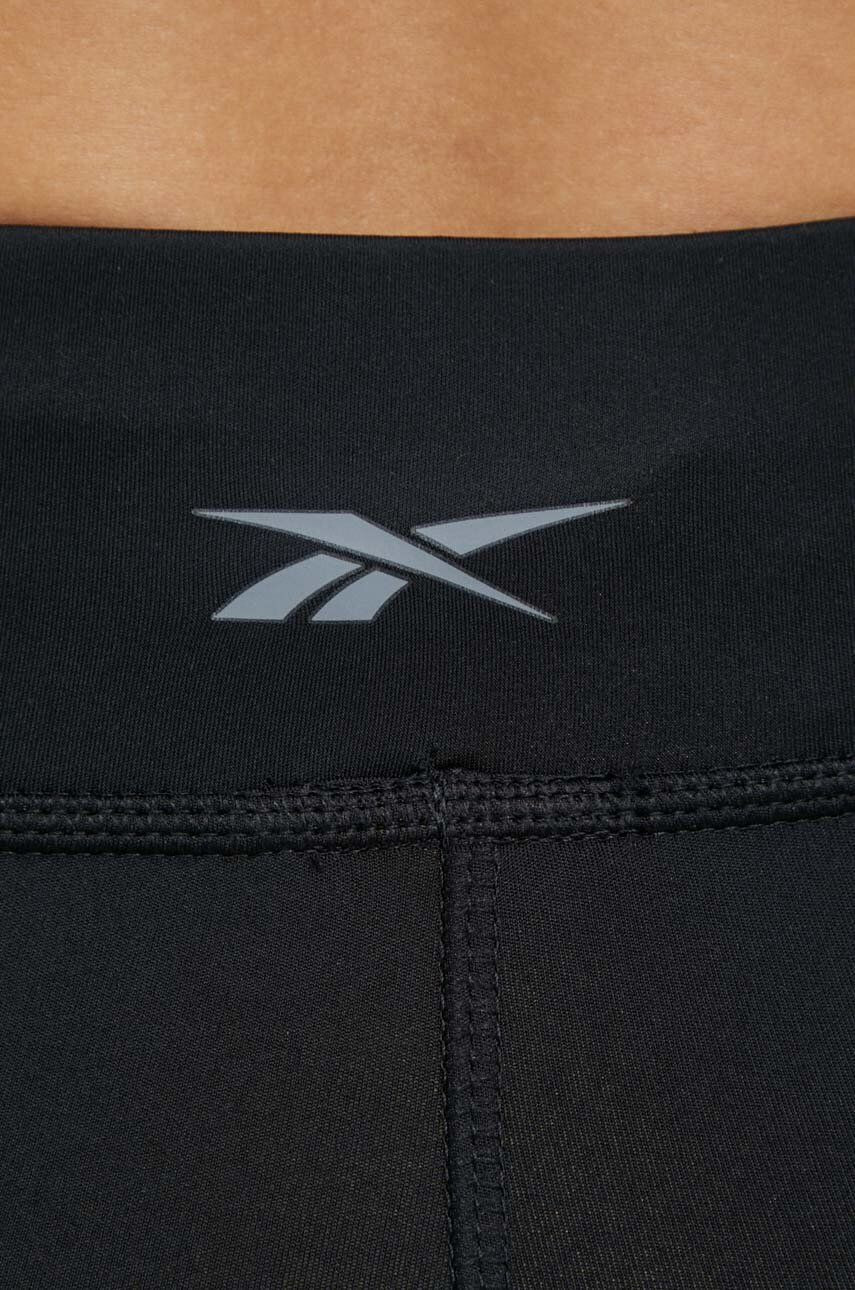 Reebok pantaloni scurți de yoga femei culoarea negru neted high waist - Pled.ro