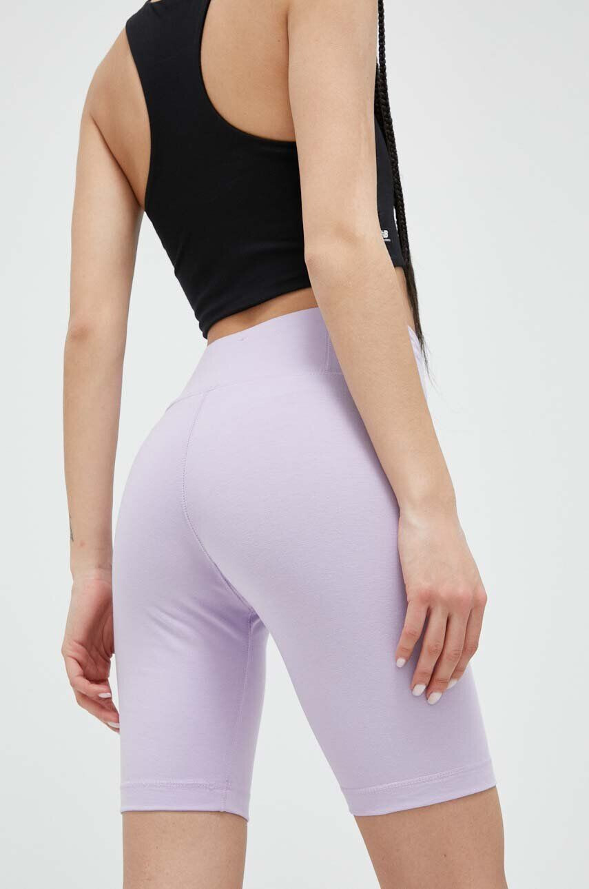 Reebok pantaloni scurti Identity femei culoarea violet neted high waist - Pled.ro