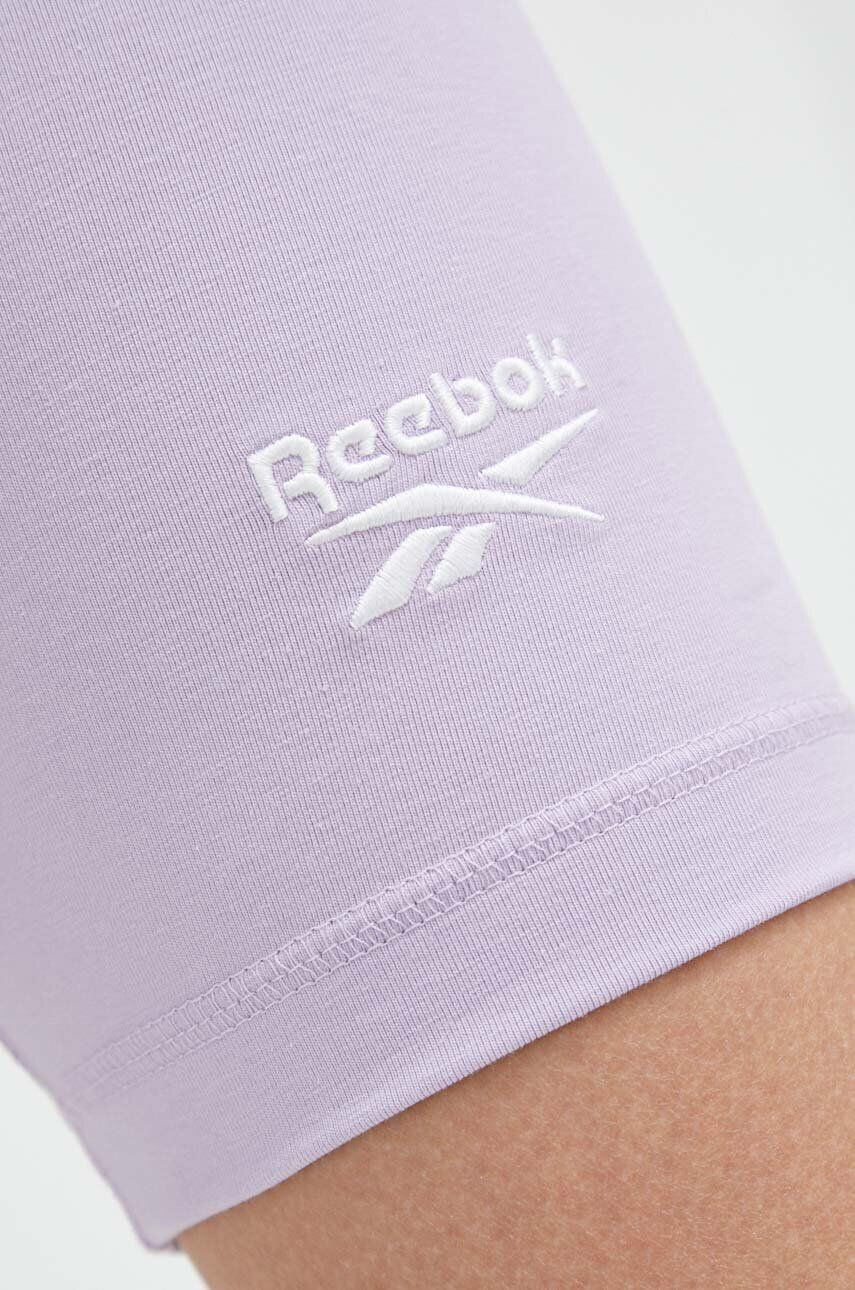 Reebok pantaloni scurti Identity femei culoarea violet neted high waist - Pled.ro