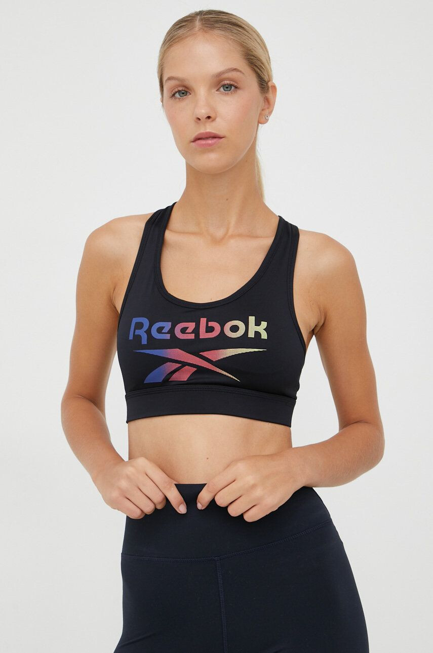 Reebok sutien sport Gina culoarea negru modelator - Pled.ro