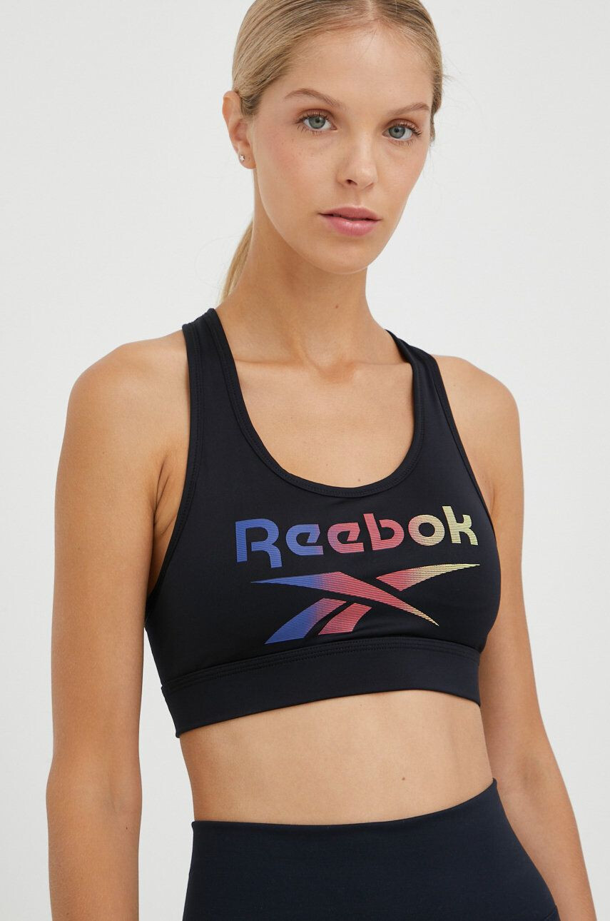 Reebok sutien sport Gina culoarea negru modelator - Pled.ro