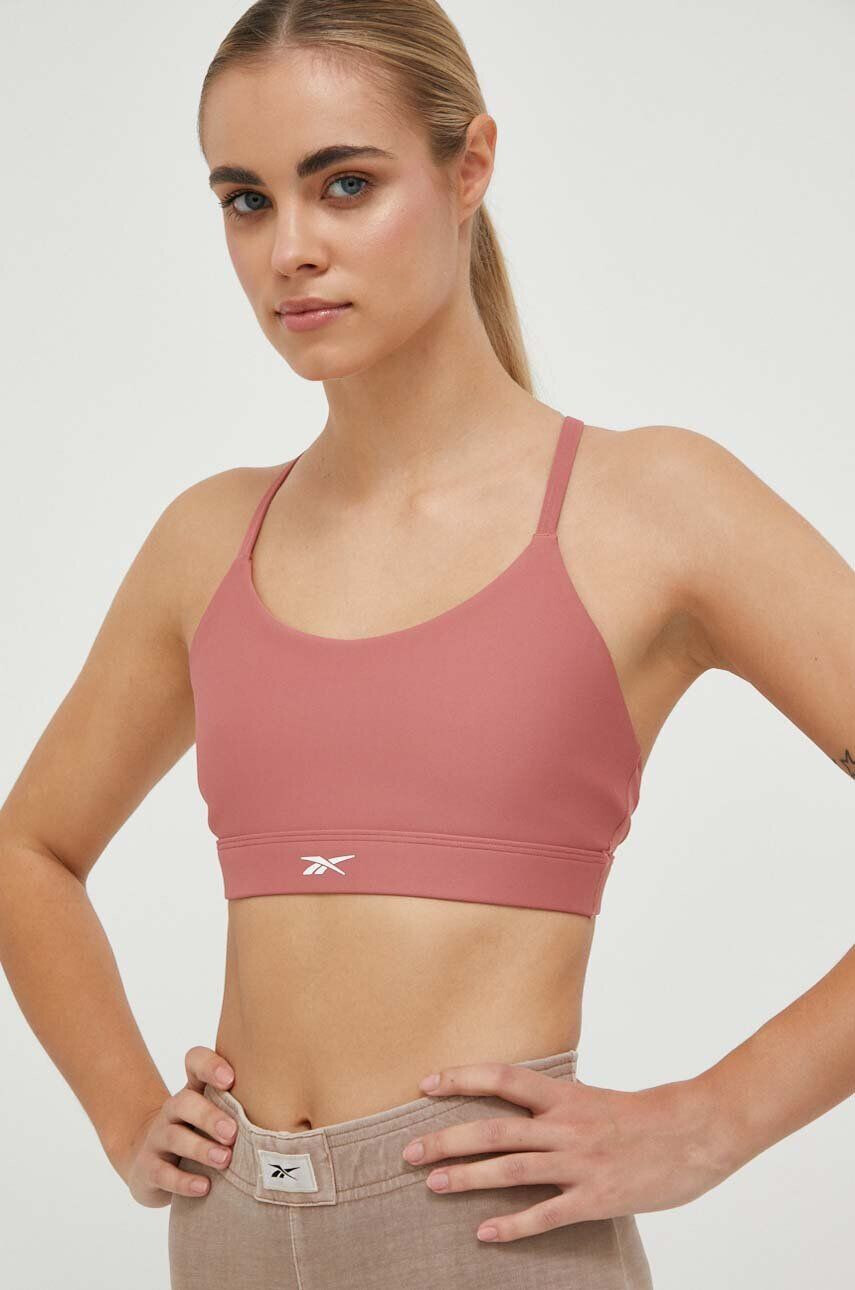 Reebok sutien yoga culoarea portocaliu neted - Pled.ro