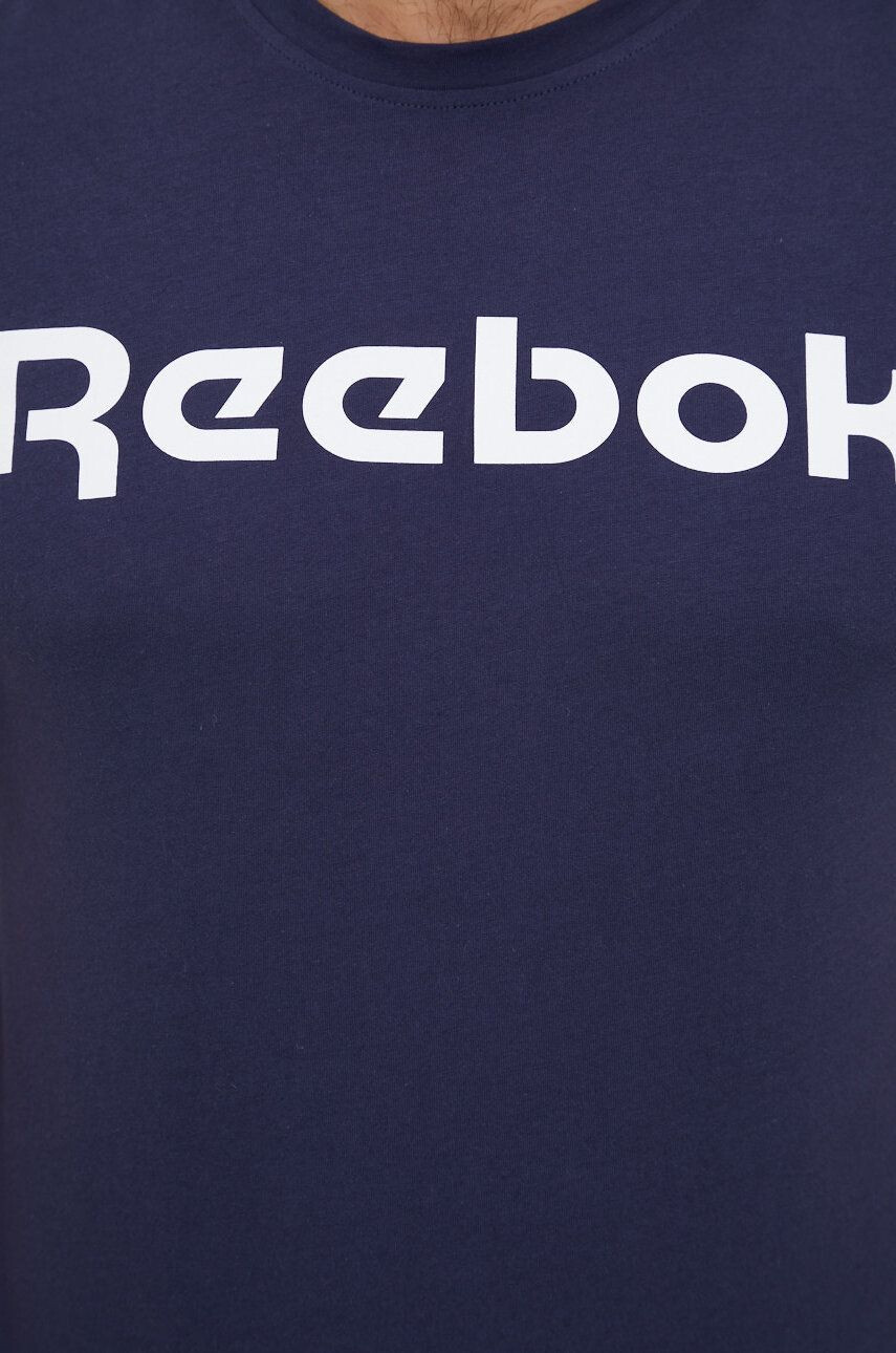 Reebok tricou din bumbac culoarea albastru marin cu imprimeu - Pled.ro