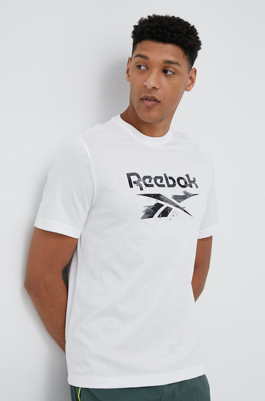 Reebok tricou din bumbac culoarea verde cu imprimeu - Pled.ro