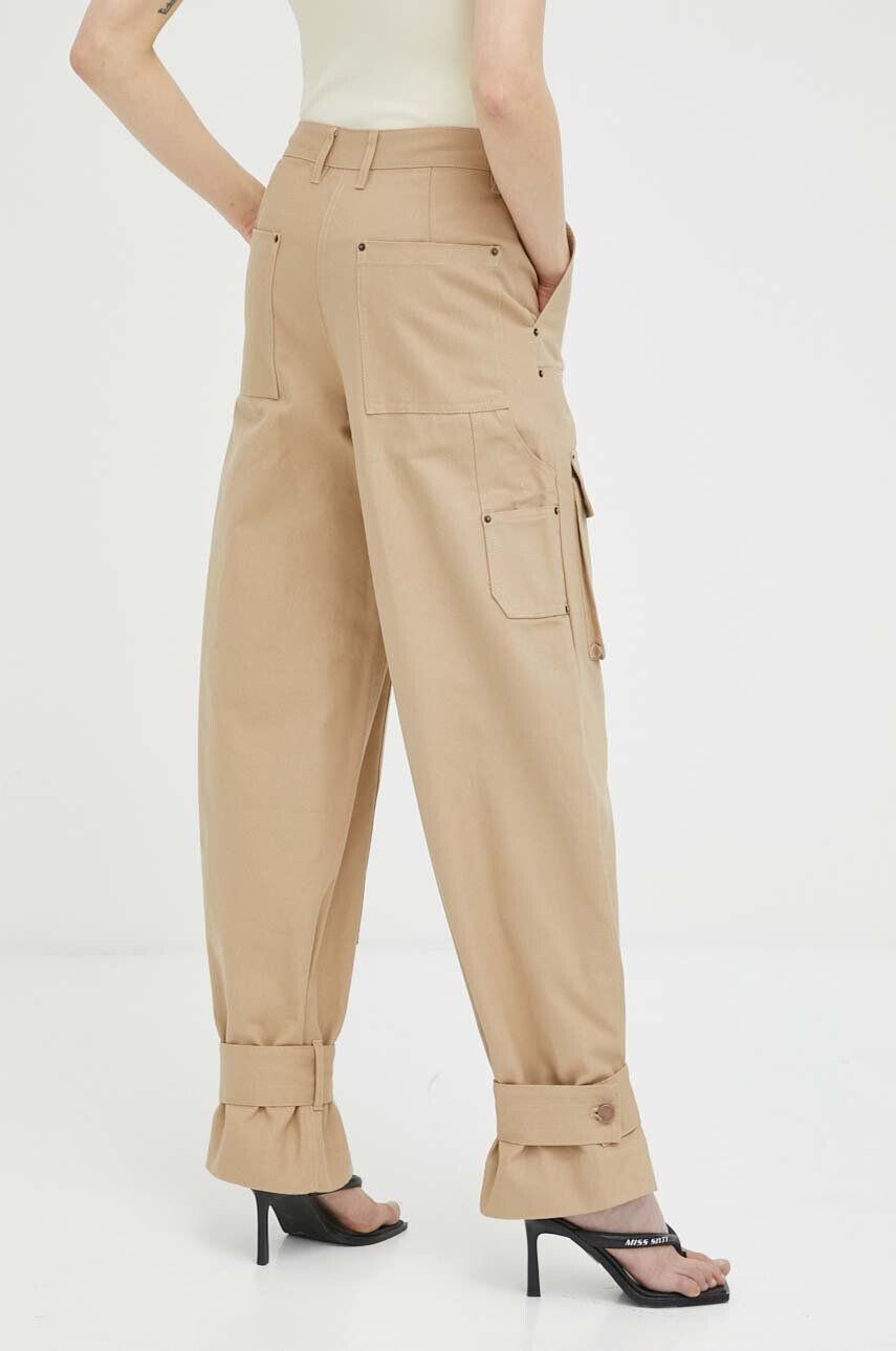 Remain pantaloni femei culoarea bej lat high waist - Pled.ro