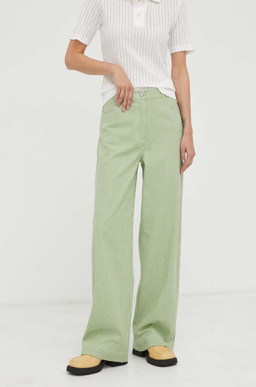 Remain pantaloni femei culoarea verde drept high waist - Pled.ro