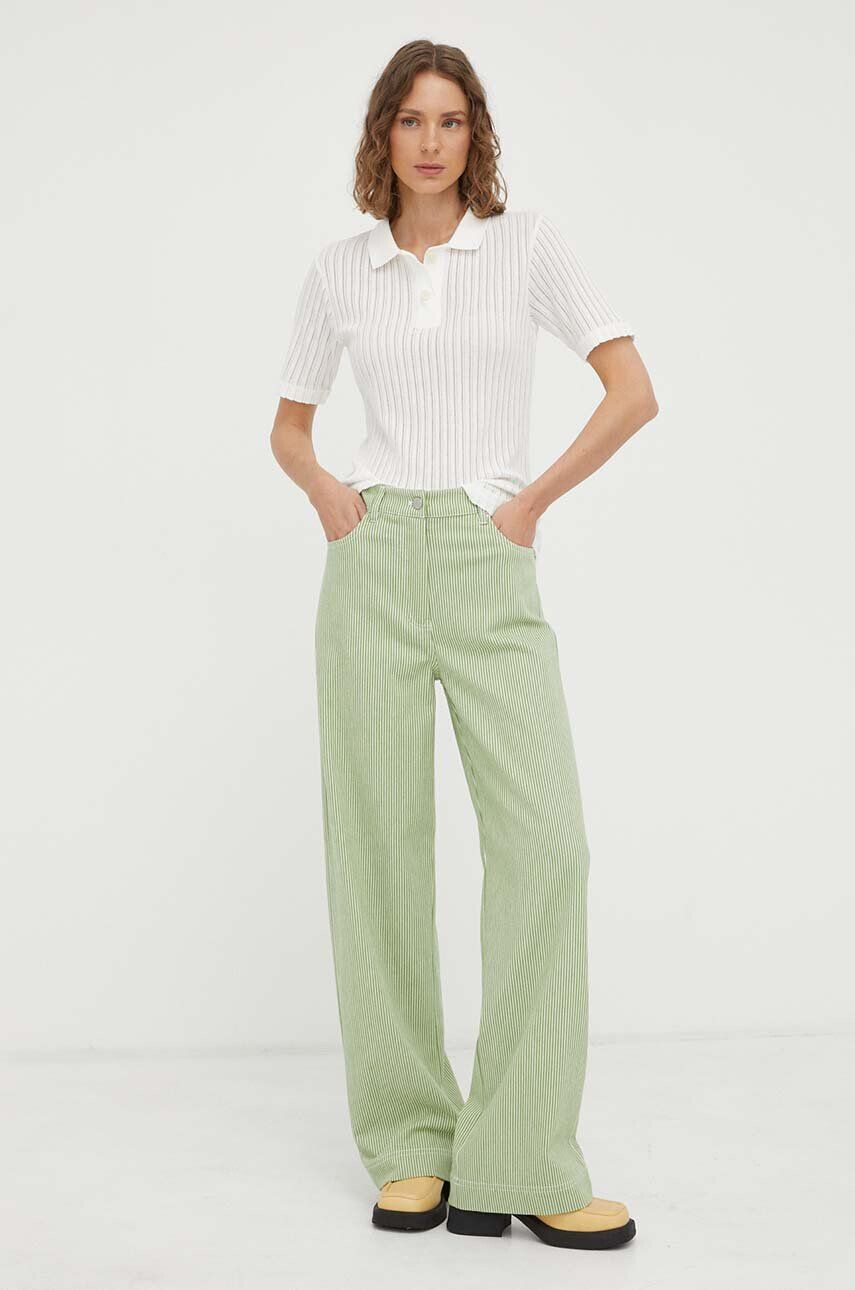 Remain pantaloni femei culoarea verde drept high waist - Pled.ro