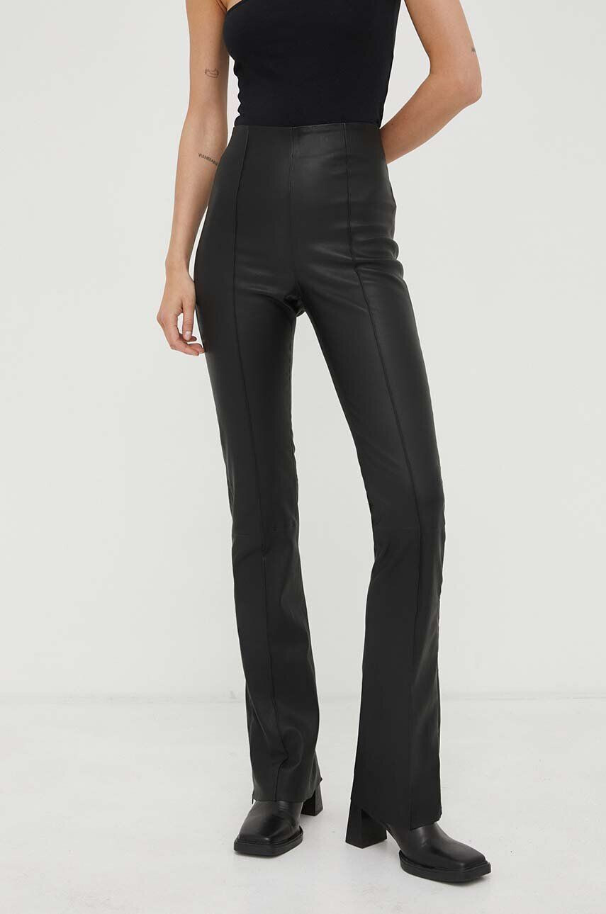 Remain pantaloni femei culoarea negru evazati high waist - Pled.ro