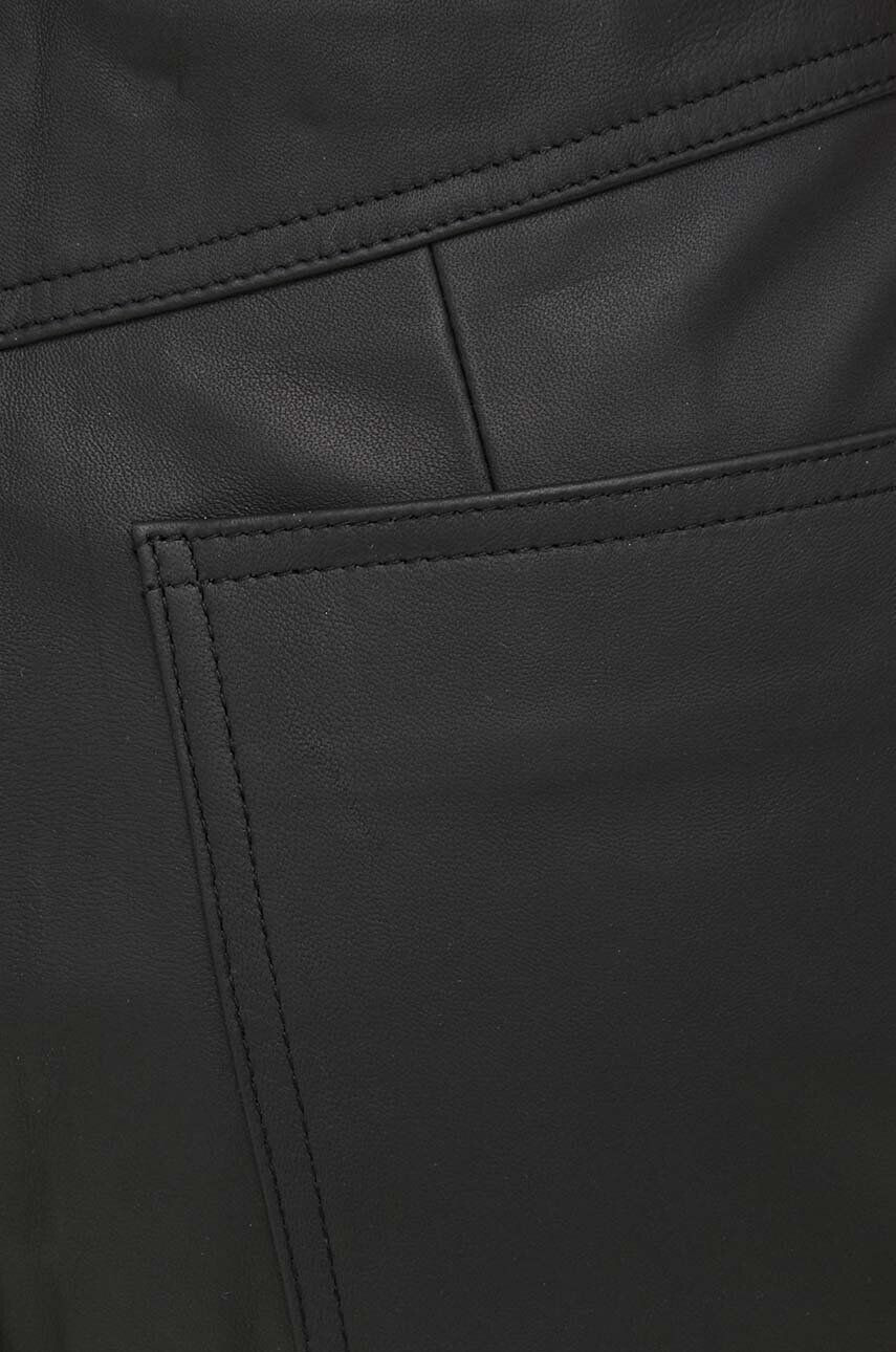 Remain pantaloni de piele femei culoarea negru lat high waist - Pled.ro