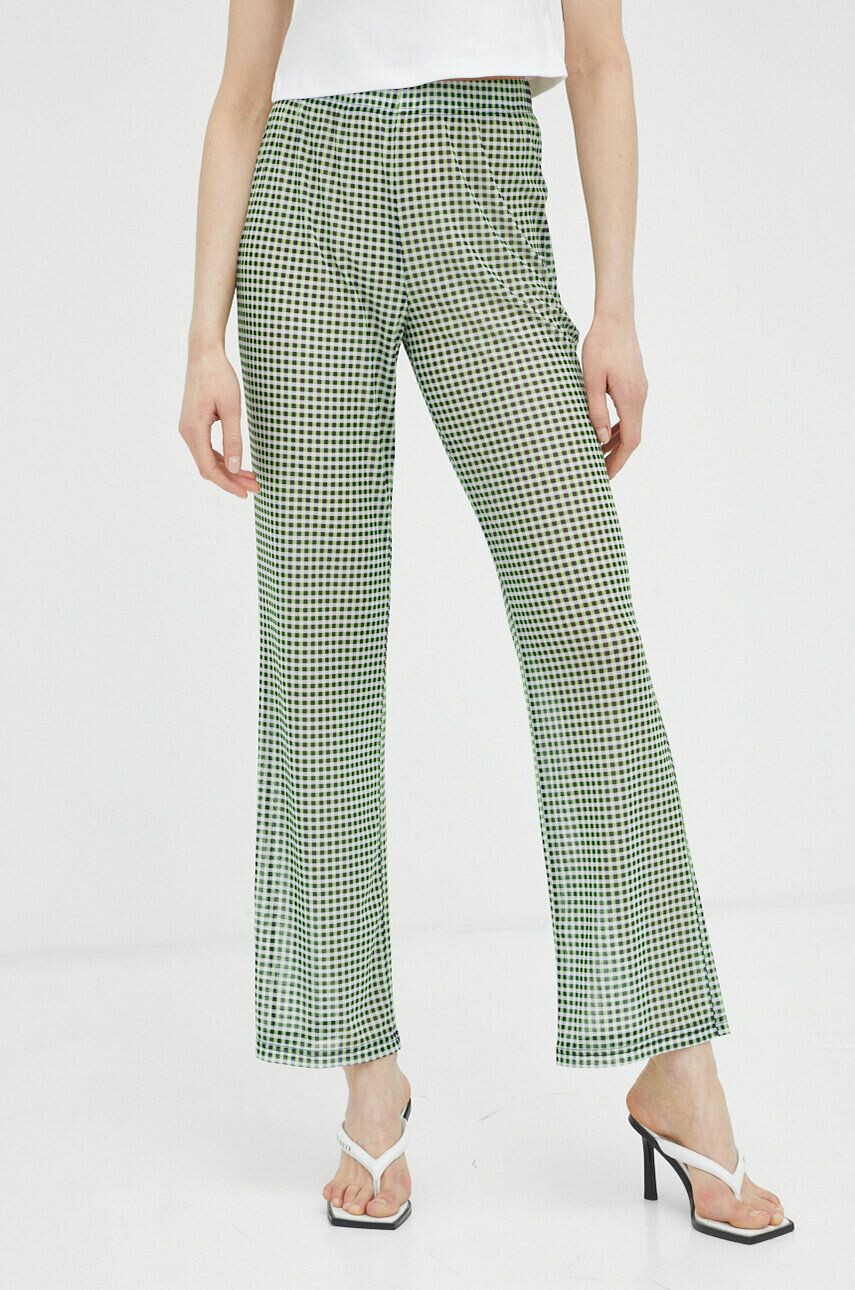 Resume Résumé pantaloni femei culoarea verde lat high waist - Pled.ro