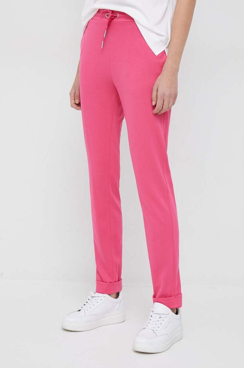 Rich & Royal pantaloni femei culoarea roz mulata high waist - Pled.ro