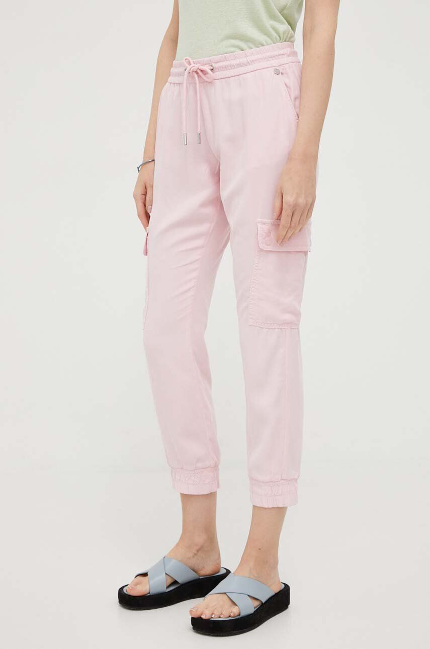 Rich & Royal pantaloni femei culoarea portocaliu drept high waist - Pled.ro