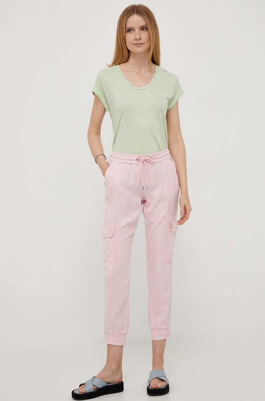 Rich & Royal pantaloni femei culoarea portocaliu drept high waist - Pled.ro