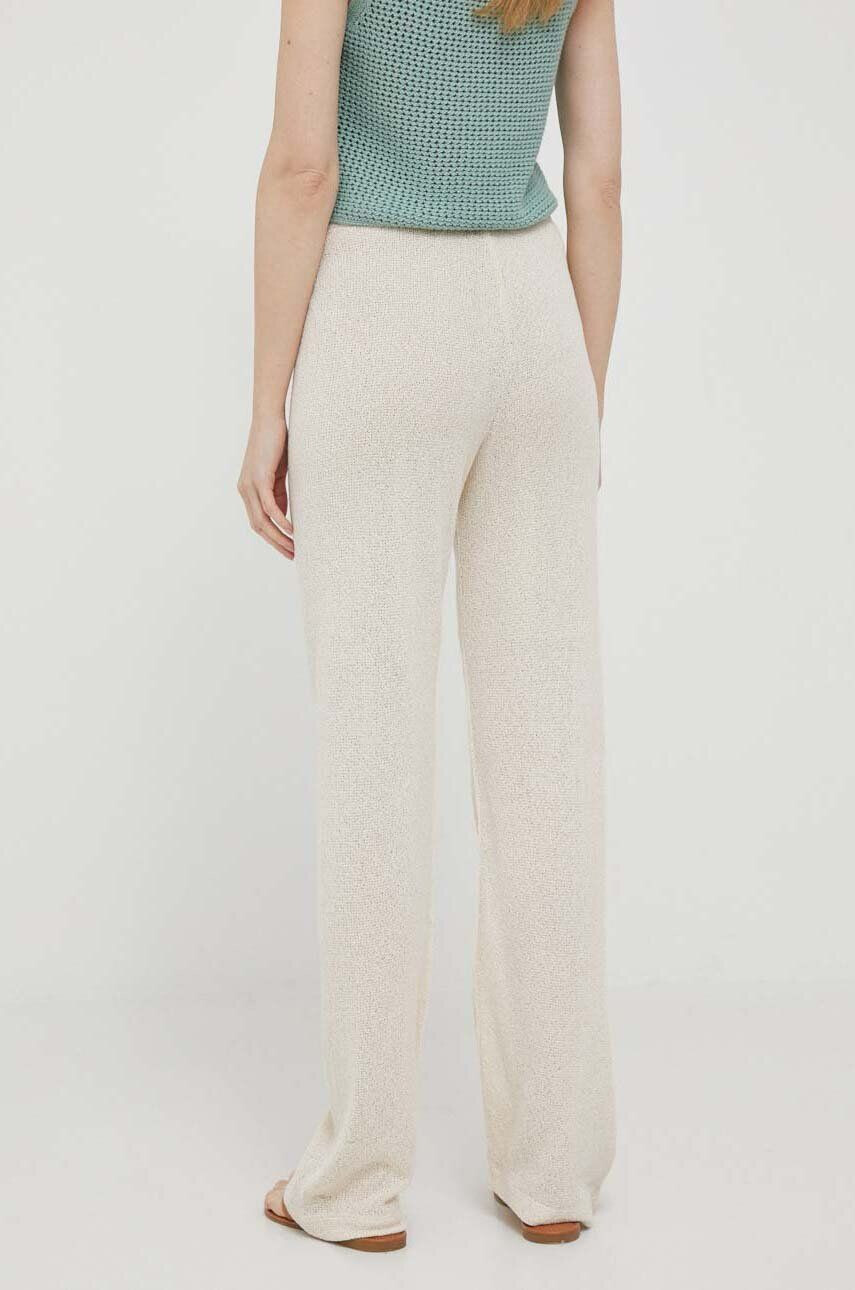 Rich & Royal pantaloni de bumbac culoarea bej drept high waist - Pled.ro