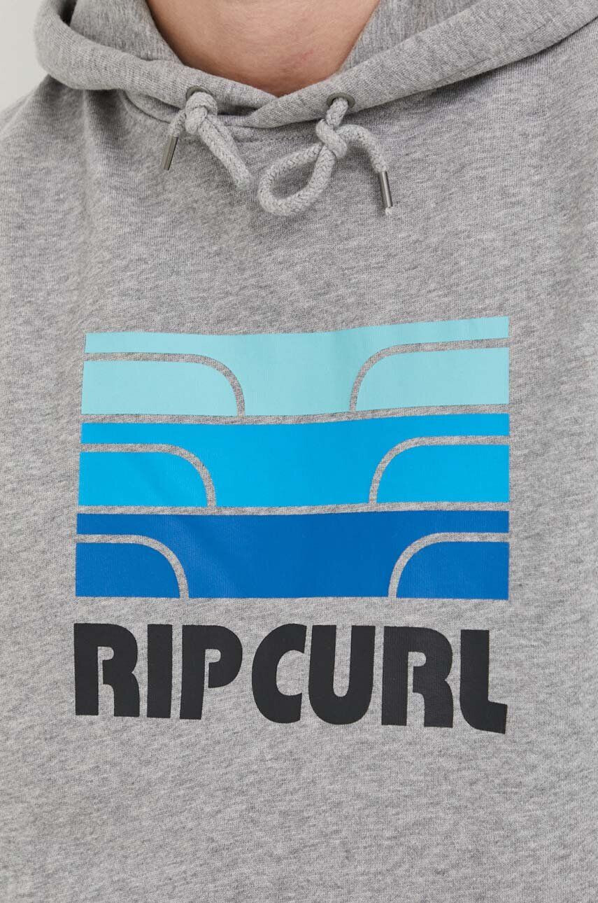 Rip Curl bluza barbati culoarea gri cu glugă cu imprimeu - Pled.ro