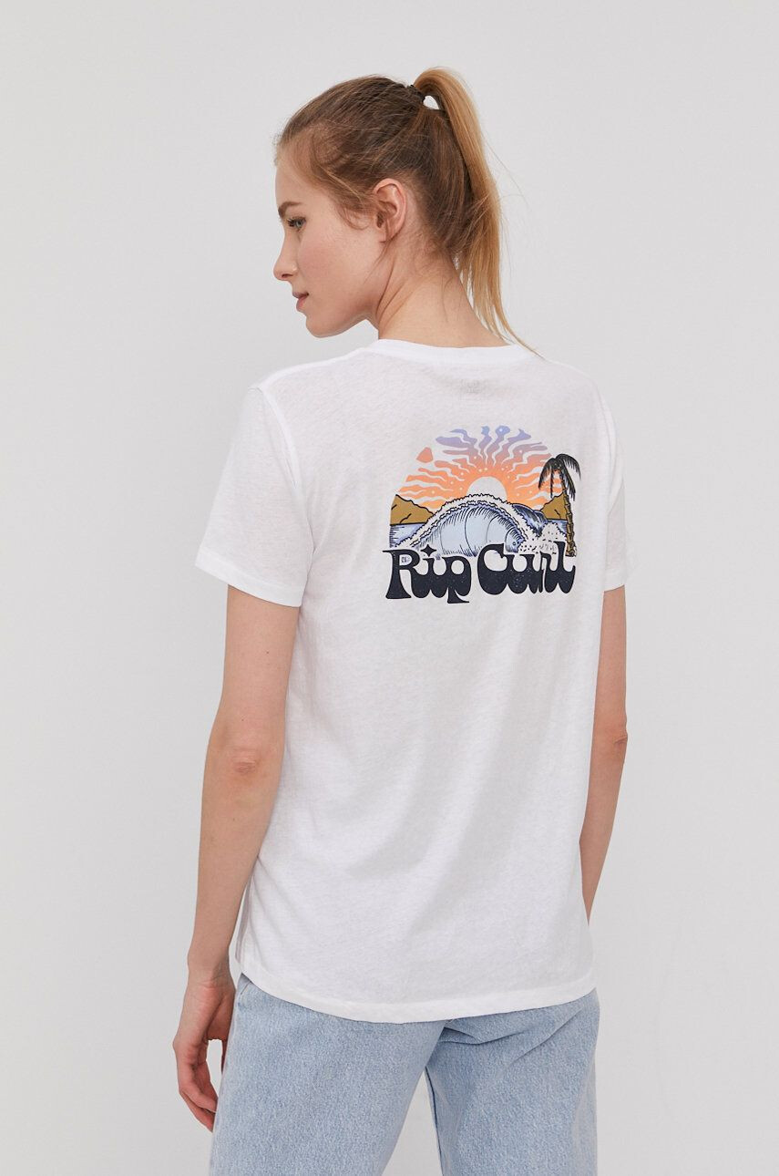 Rip Curl tricou barbati culoarea bej cu imprimeu - Pled.ro