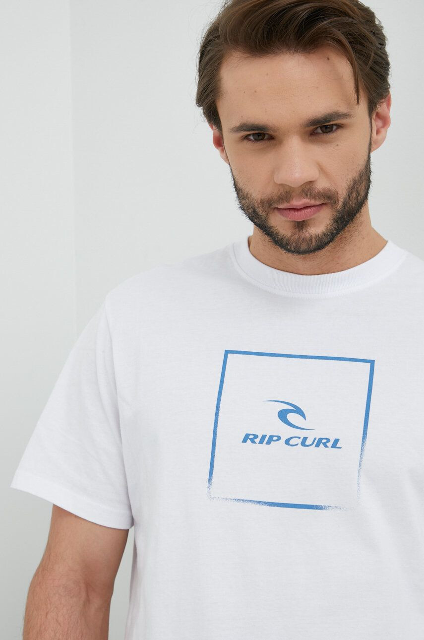 Rip Curl tricou din bumbac Corp Icon Tee culoarea alb cu imprimeu - Pled.ro