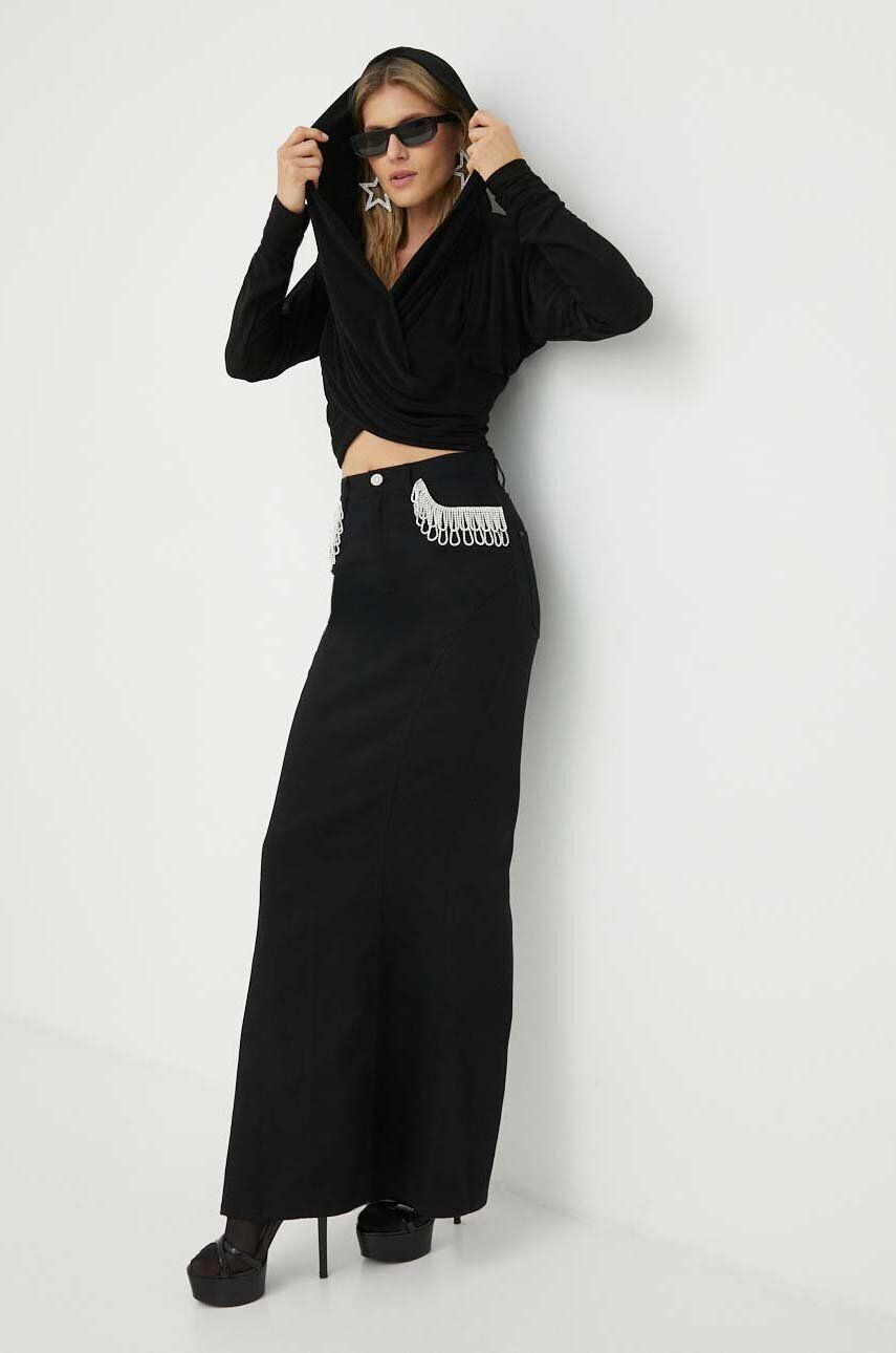 Rotate bluza femei culoarea negru neted - Pled.ro