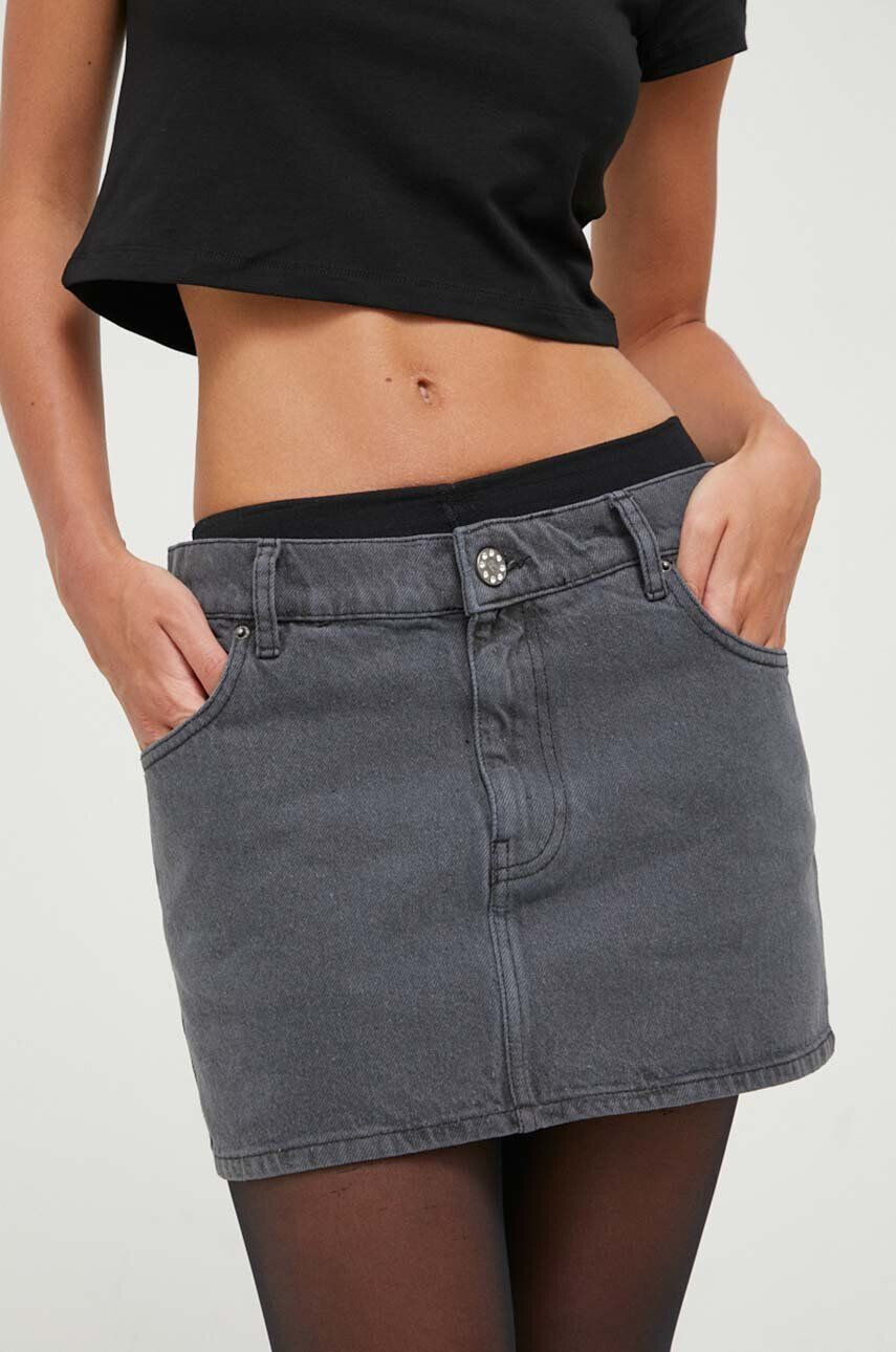 Rotate fusta jeans culoarea gri mini creion - Pled.ro