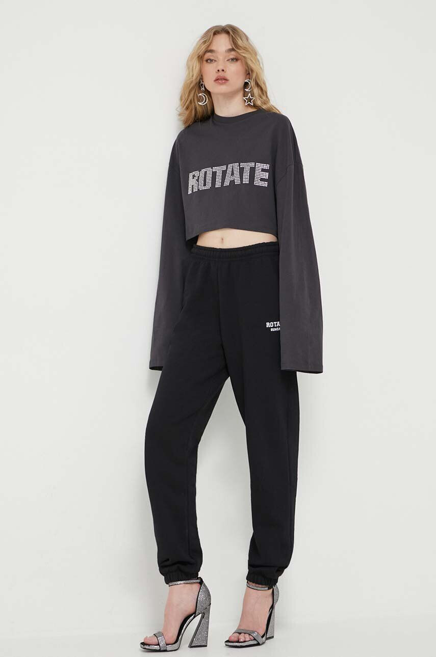 Rotate longsleeve din bumbac culoarea gri - Pled.ro