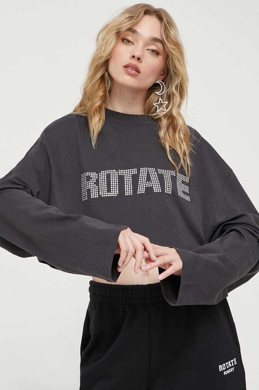 Rotate longsleeve din bumbac culoarea gri - Pled.ro