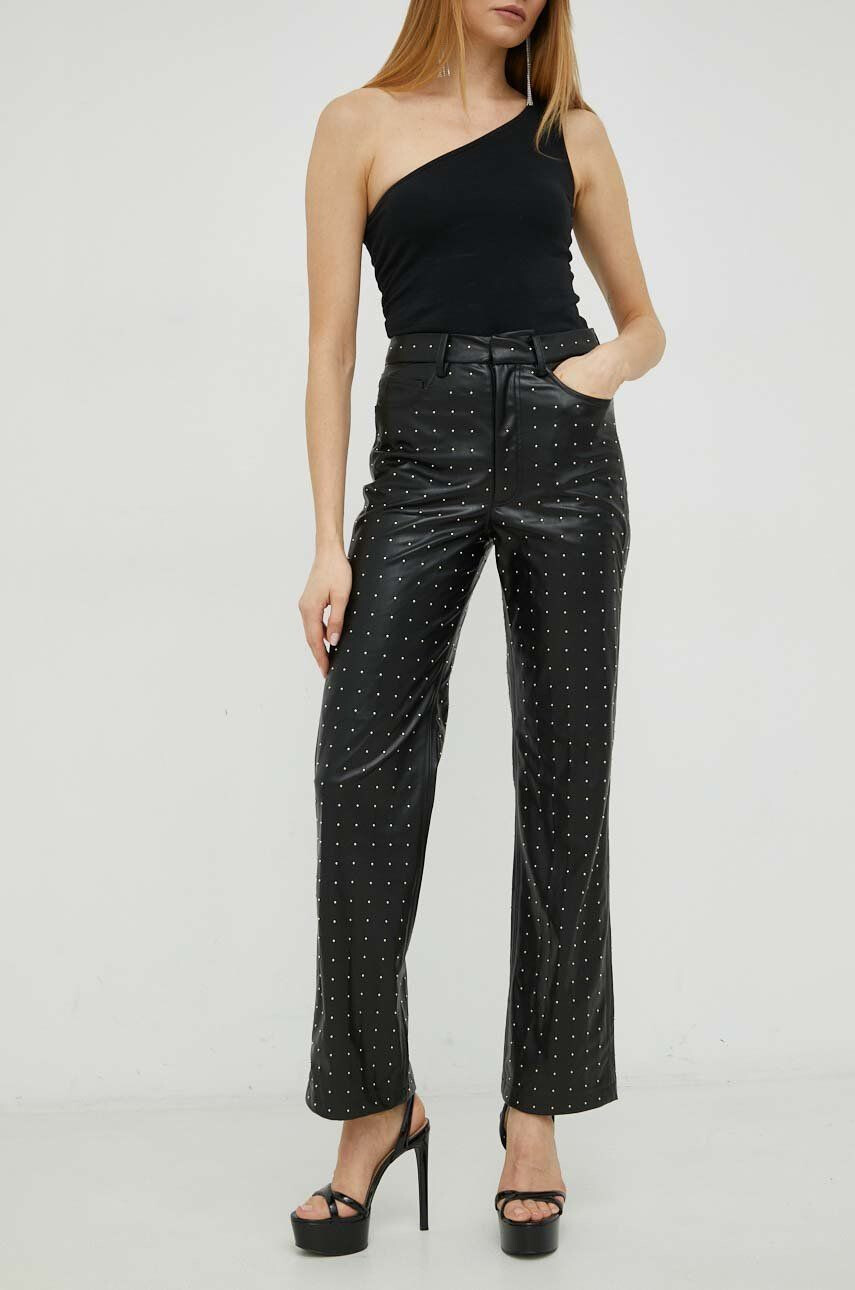 Rotate pantaloni femei culoarea negru drept high waist - Pled.ro