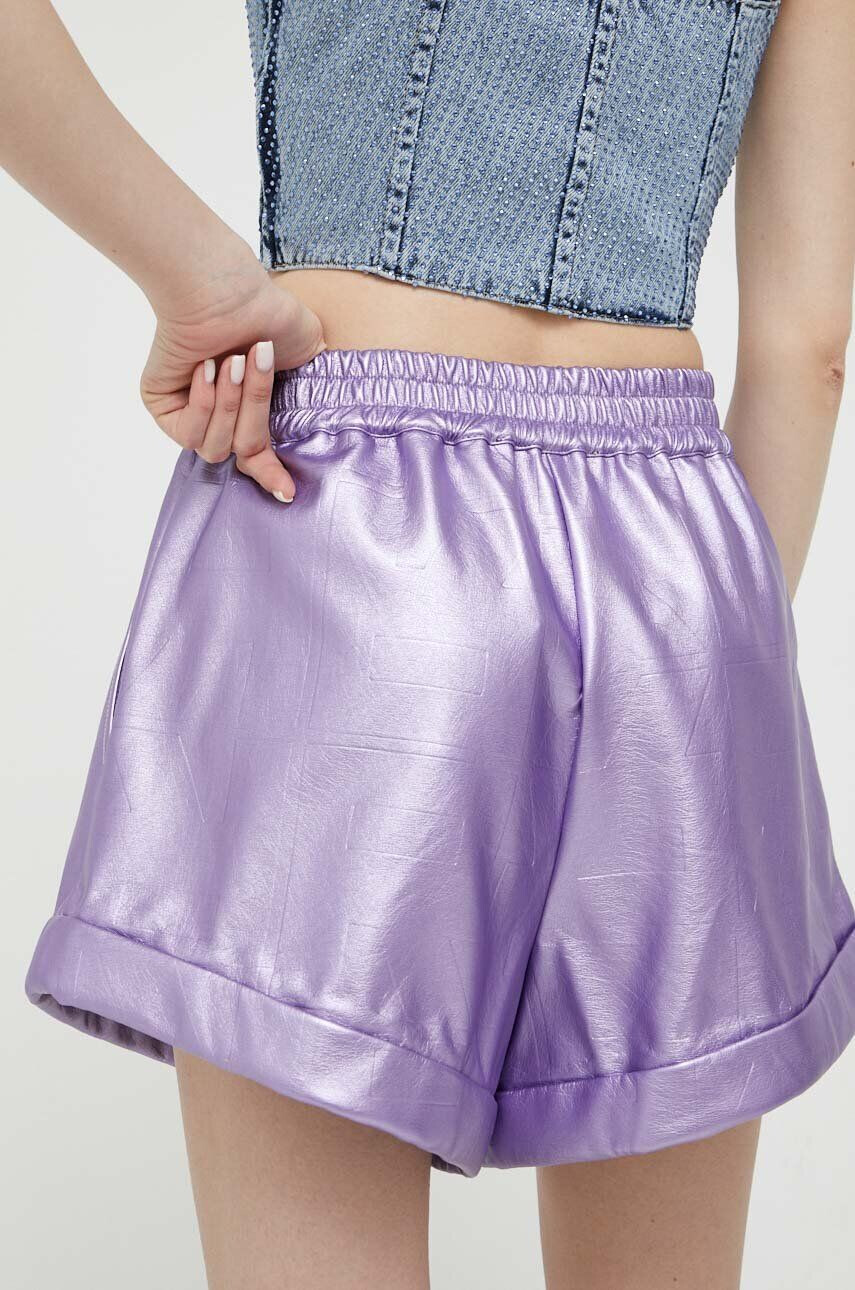 Rotate pantaloni scurti femei culoarea violet neted high waist - Pled.ro