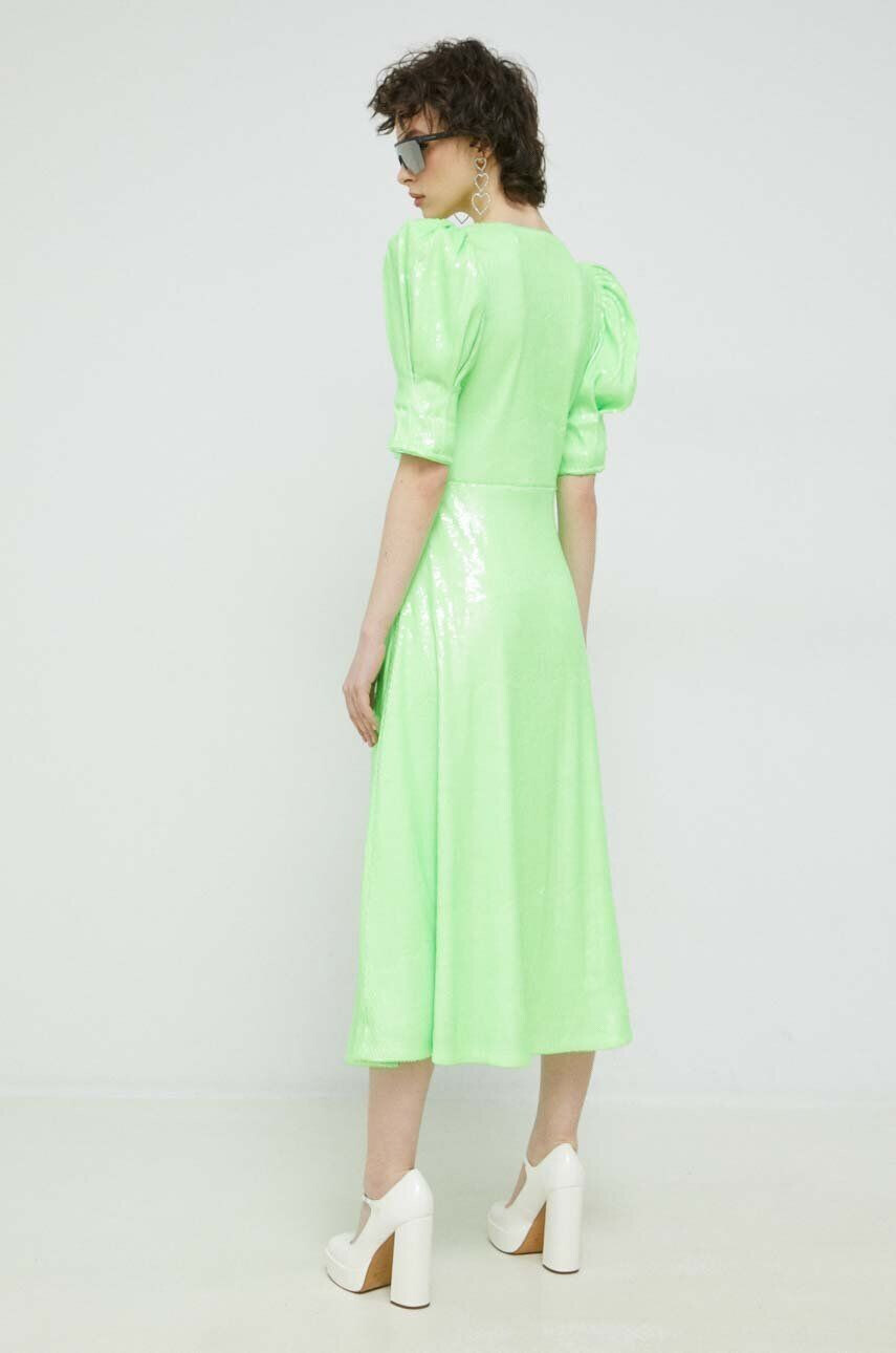 Rotate rochie culoarea verde midi evazati - Pled.ro