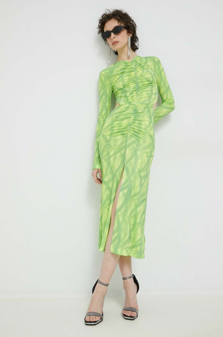 Rotate rochie culoarea verde maxi mulata - Pled.ro