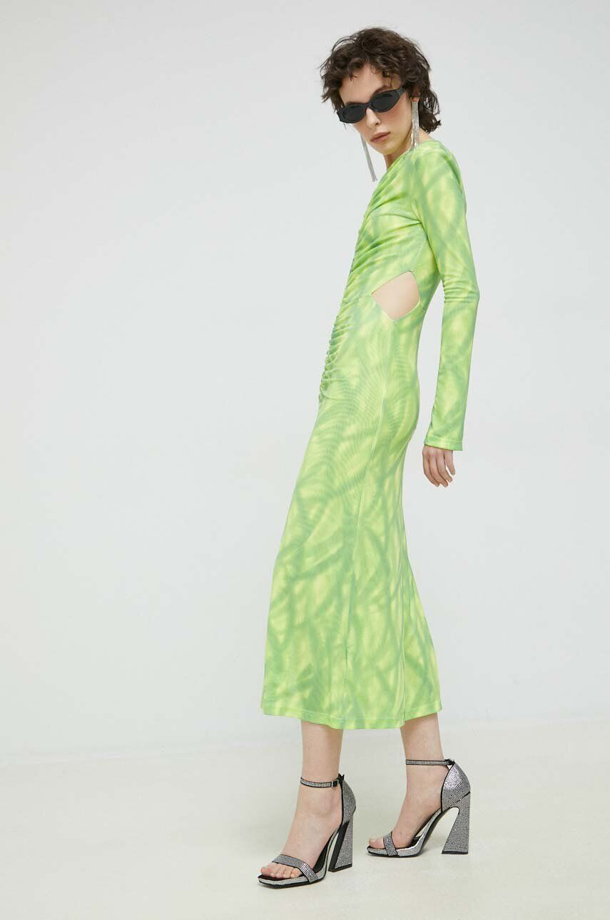 Rotate rochie culoarea verde maxi mulata - Pled.ro