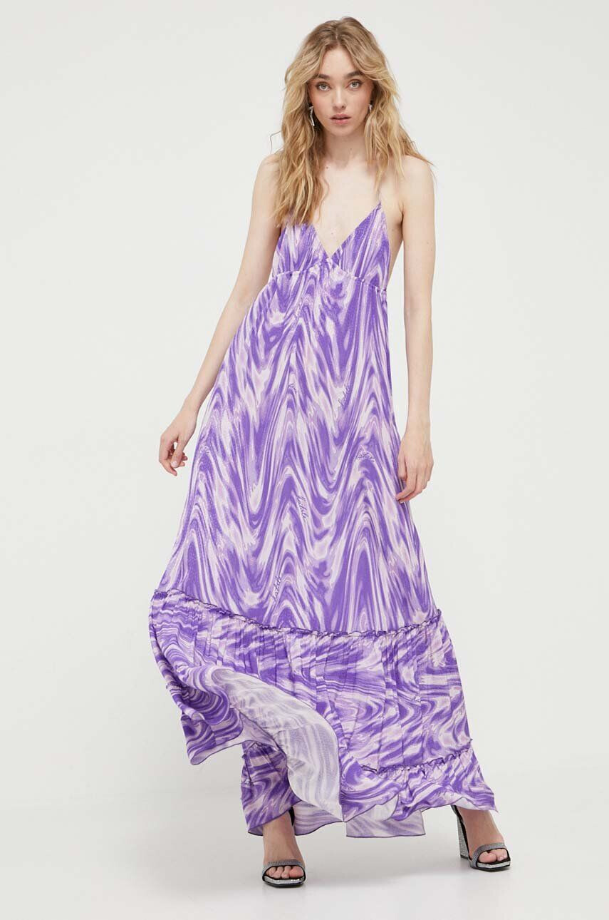 Rotate rochie culoarea violet maxi evazati - Pled.ro