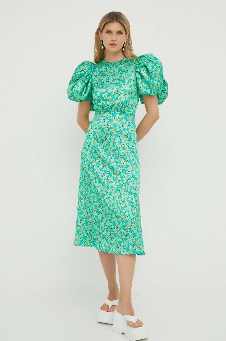 Rotate rochie culoarea verde midi evazati - Pled.ro