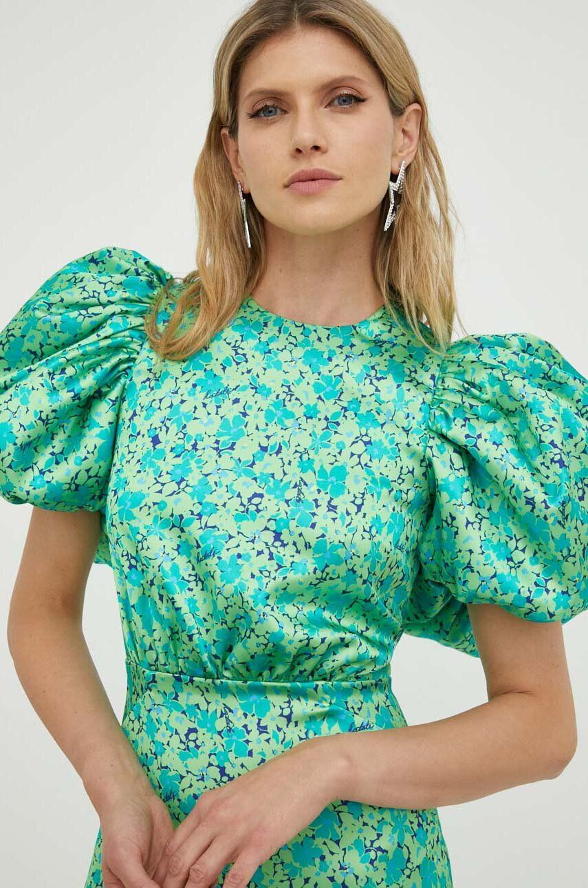 Rotate rochie culoarea verde midi evazati - Pled.ro