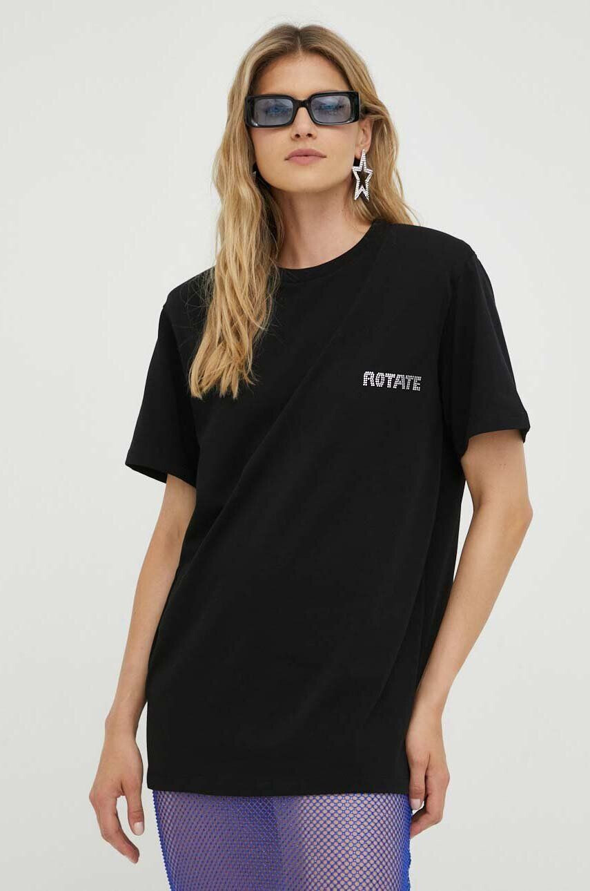 Rotate tricou din bumbac culoarea negru - Pled.ro