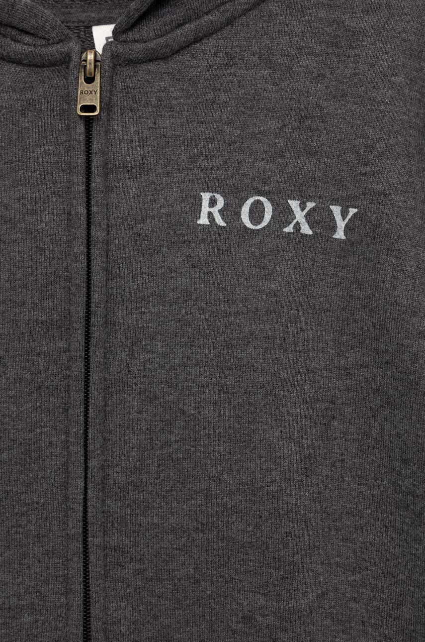 Roxy bluza copii culoarea gri cu glugă neted - Pled.ro