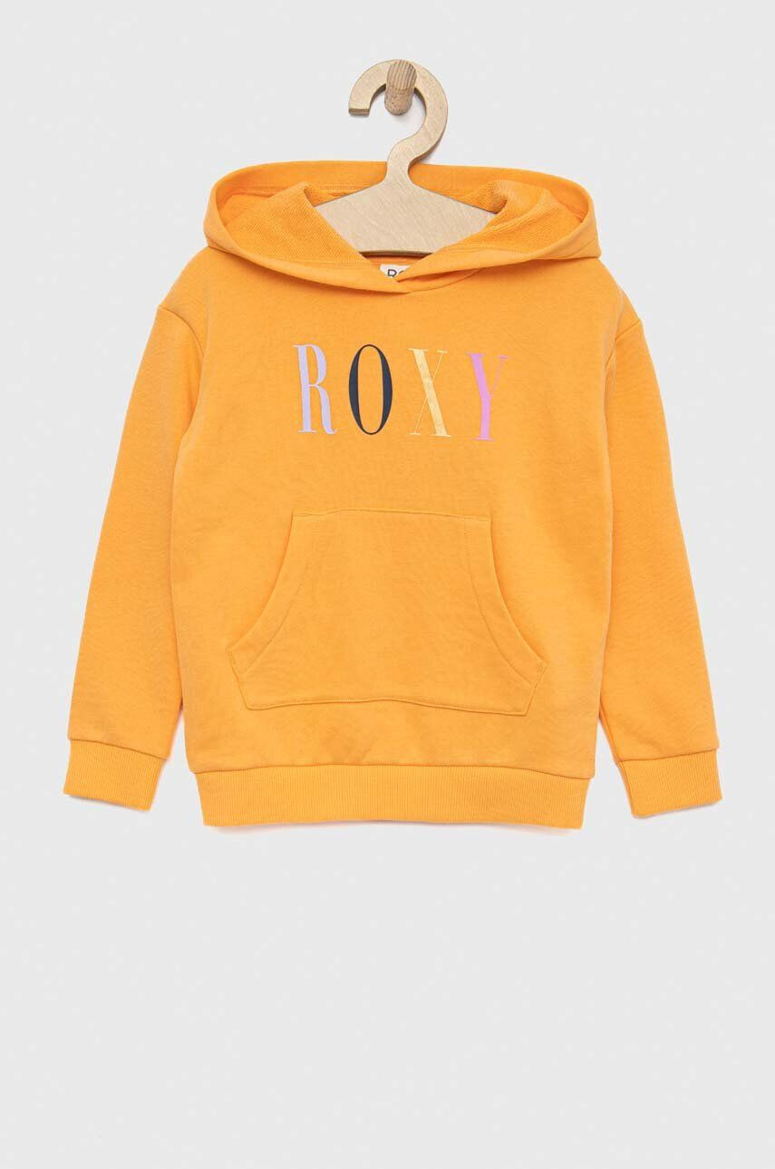 Roxy bluza copii culoarea portocaliu cu glugă cu imprimeu - Pled.ro